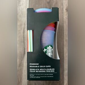 Starbucks Reusable Cold Cups Set of 5 - 24 Fl oz Multi Color - NEW Summer 2022